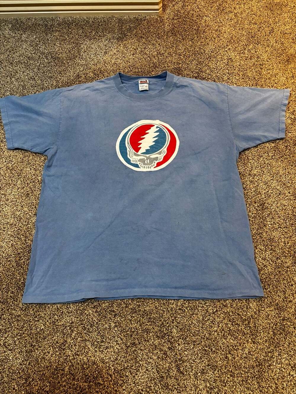 Vintage Grateful Dead Steal Your Face Logo Graphic T-Shirt Blue XL